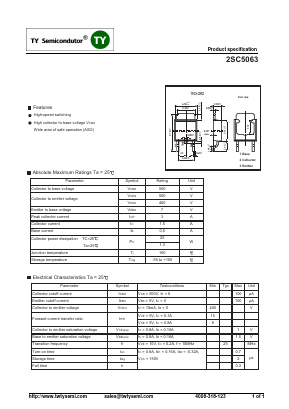 2SC5063 Datasheet PDF TY Semiconductor