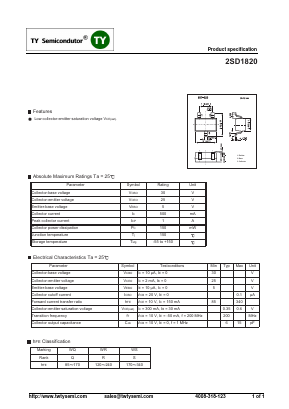 2SD1820 Datasheet PDF TY Semiconductor