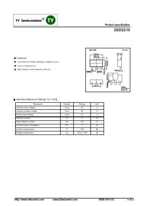 2SD2210 Datasheet PDF TY Semiconductor