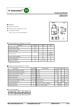 2SD2351 Datasheet PDF TY Semiconductor