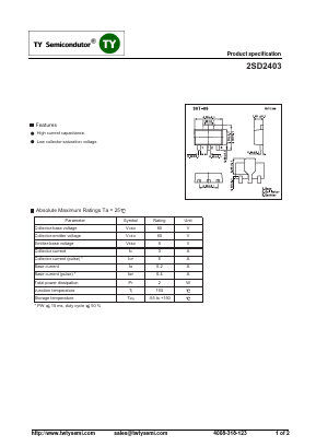 2SD2403 Datasheet PDF TY Semiconductor