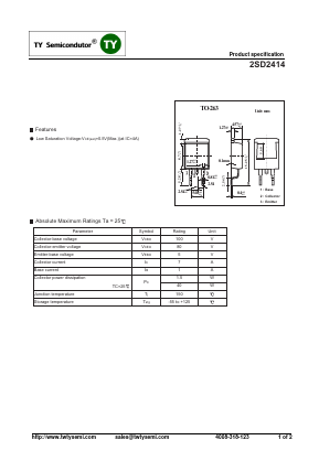 2SD2414 Datasheet PDF TY Semiconductor
