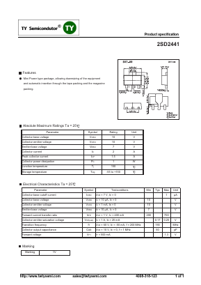 2SD2441 Datasheet PDF TY Semiconductor