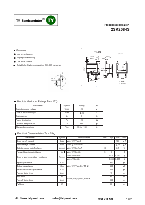 K2084S Datasheet PDF TY Semiconductor
