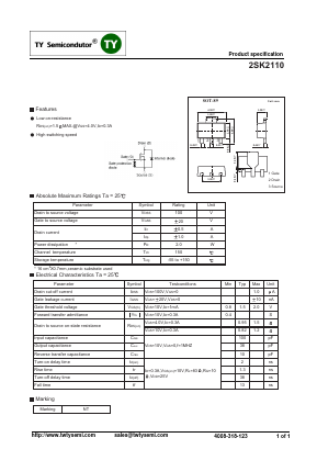 2SK2110 Datasheet PDF TY Semiconductor