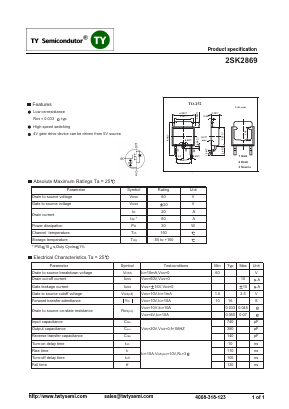 2SK2869 Datasheet PDF TY Semiconductor