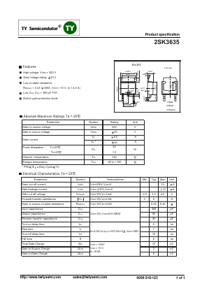 2SK3635 Datasheet PDF TY Semiconductor