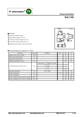 BAL74W Datasheet PDF TY Semiconductor