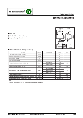 BAV170T Datasheet PDF TY Semiconductor
