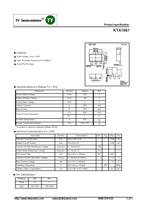 KTA1661 Datasheet PDF TY Semiconductor