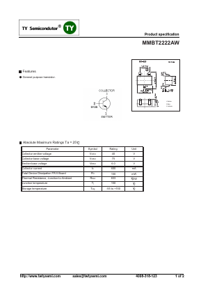 MMBT2222AW Datasheet PDF TY Semiconductor