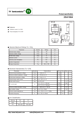 2SA1664 Datasheet PDF TY Semiconductor