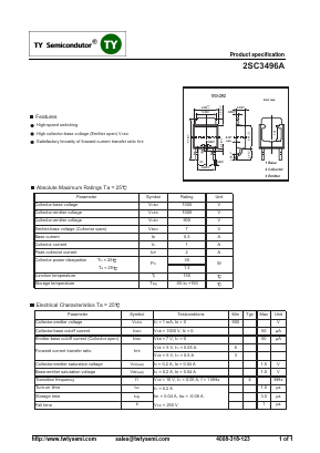 2SC3496A Datasheet PDF TY Semiconductor