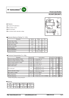 BC807 Datasheet PDF TY Semiconductor