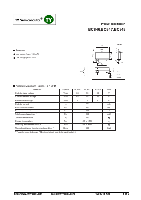 BC846 Datasheet PDF TY Semiconductor