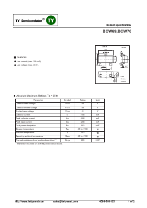 BCW69 Datasheet PDF TY Semiconductor