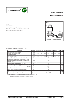 DF08S Datasheet PDF TY Semiconductor