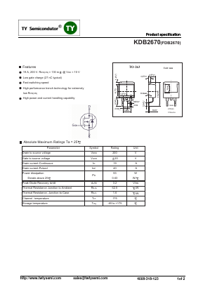 FDB2670 Datasheet PDF TY Semiconductor