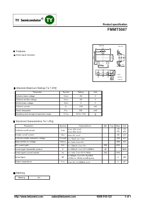FMMT5087 Datasheet PDF TY Semiconductor