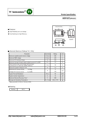 FR107 Datasheet PDF TY Semiconductor
