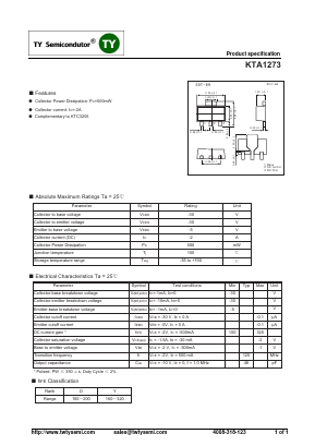 KTA1273 Datasheet PDF TY Semiconductor