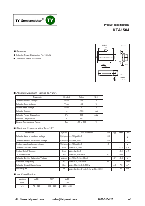 KTA1504 Datasheet PDF TY Semiconductor