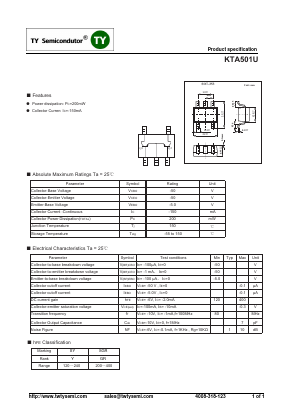 KTA501U Datasheet PDF TY Semiconductor