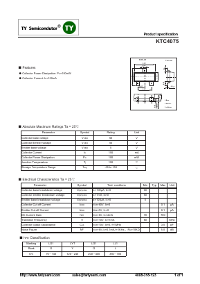 KTC4075 Datasheet PDF TY Semiconductor