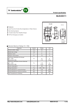 MJD45H11 Datasheet PDF TY Semiconductor