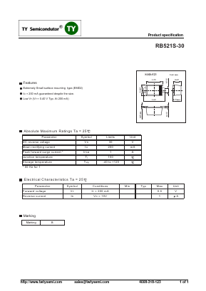 RB521S-30 Datasheet PDF TY Semiconductor