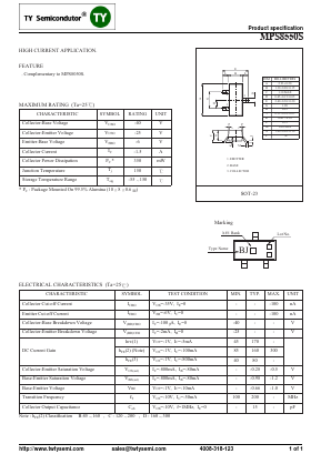 MPS8550S Datasheet PDF TY Semiconductor