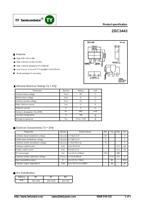 2SC3443 Datasheet PDF TY Semiconductor