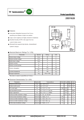 2SD1620 Datasheet PDF TY Semiconductor