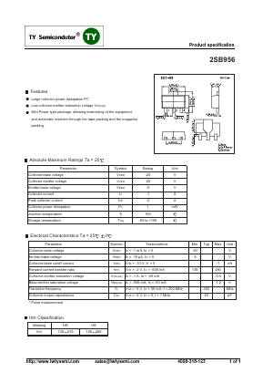 2SB956 Datasheet PDF TY Semiconductor