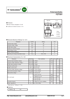 FZT591 Datasheet PDF TY Semiconductor