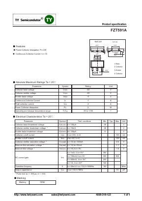 FZT591A Datasheet PDF TY Semiconductor