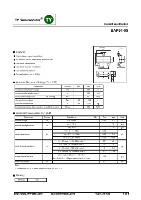 BAP64-05 Datasheet PDF TY Semiconductor
