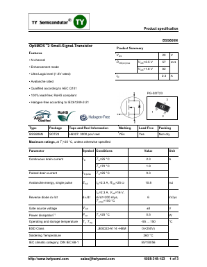 BSS806NH6327 Datasheet PDF TY Semiconductor