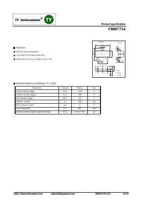 FMMT734 Datasheet PDF TY Semiconductor