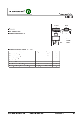 FZT753 Datasheet PDF TY Semiconductor