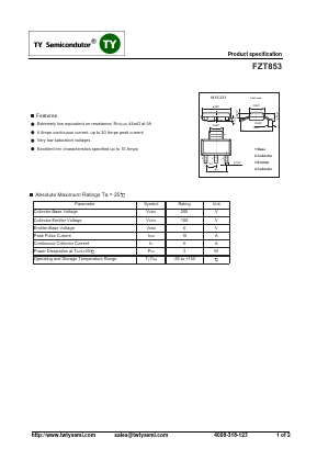 FZT853 Datasheet PDF TY Semiconductor