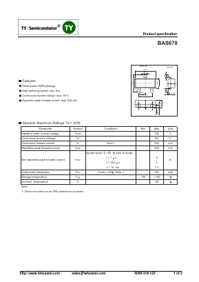 BAS678 Datasheet PDF TY Semiconductor