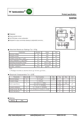 BAR66 Datasheet PDF TY Semiconductor