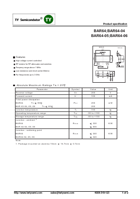 BAR64 Datasheet PDF TY Semiconductor