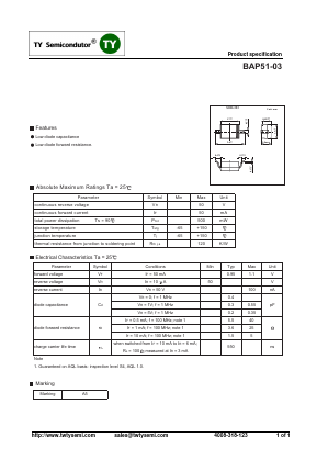BAP51-03 Datasheet PDF TY Semiconductor