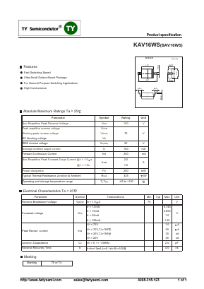 BAV16WS Datasheet PDF TY Semiconductor