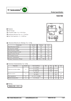 1SS190 Datasheet PDF TY Semiconductor