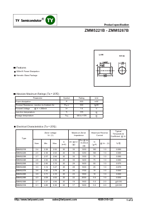 ZMM5230B Datasheet PDF TY Semiconductor