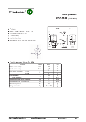 KDB3652 Datasheet PDF TY Semiconductor
