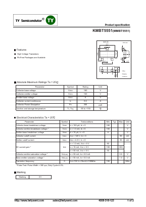 MMBT5551 Datasheet PDF TY Semiconductor